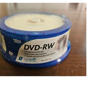 Office Depot DVD-RW 25 Pack Spindle 4.7GB 4x Speed Rewritable Discs 955-784